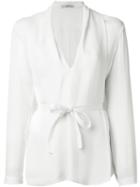 Etro Front Tie V-neck Top, Women's, Size: 44, White, Silk