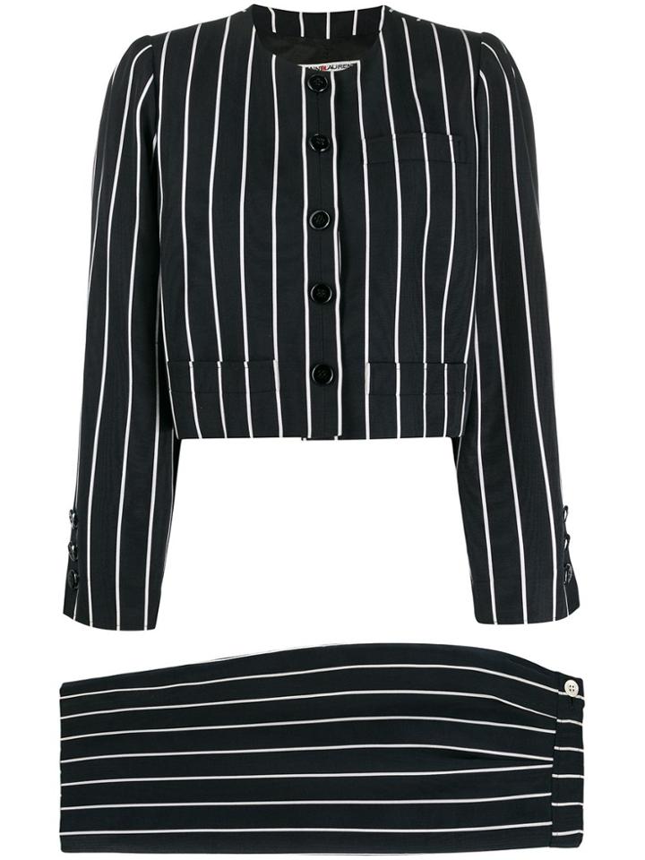 Yves Saint Laurent Pre-owned Striped Two-piece Suit - Black