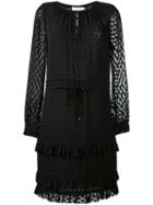 Tory Burch Textured Sheer Dress, Women's, Size: 4, Black, Silk/polyester/viscose