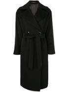 Tagliatore Belted Trench Coat - Black