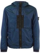 Stone Island Zipped Hooded Jacket, Men's, Size: Medium, Blue, Polyamide/polyester/polyurethane Resin