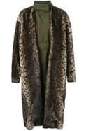 Toga Faux-fur Leopard Print Coat, Women's, Size: 36, Green, Polyester/cupro