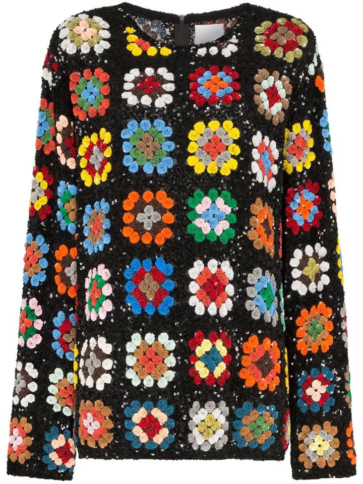 Ashish Sequin-embellished Crochet Knit Jumper - Multicolour