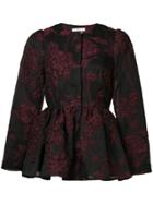 Co Textured Floral Peplum Jacket - Black