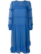 No21 Ruffle Detail Layered Dress - Blue