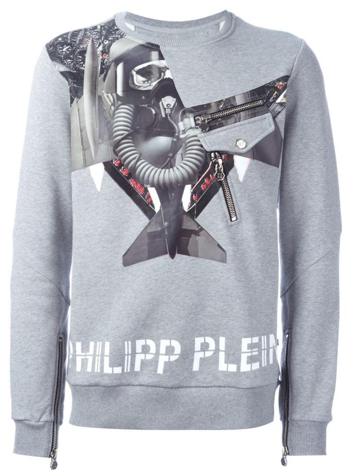 Philipp Plein 'depeche' Sweatshirt, Men's, Size: Large, Grey, Cotton