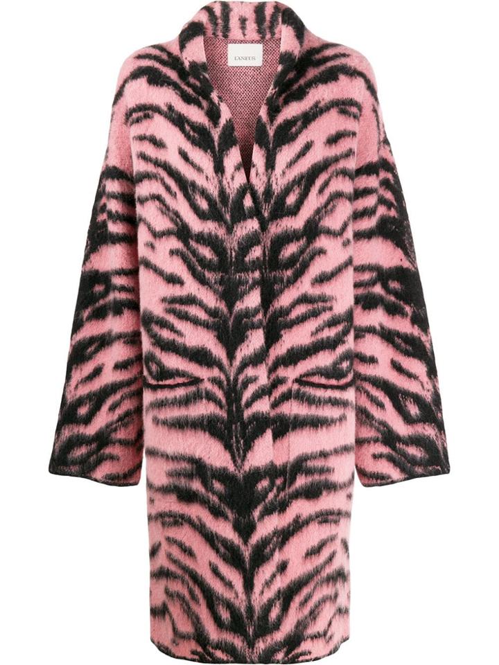Laneus Zebra Print Cardi-coat - Pink