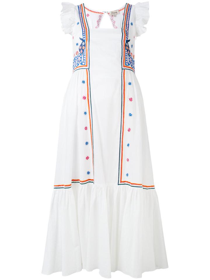 Temperley London - Embroidered Flared Dress - Women - Cotton - 10, White, Cotton