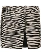 Filles A Papa Zebra Print Mini Skirt, Women's, Size: 1, Black, Calf Leather/cotton