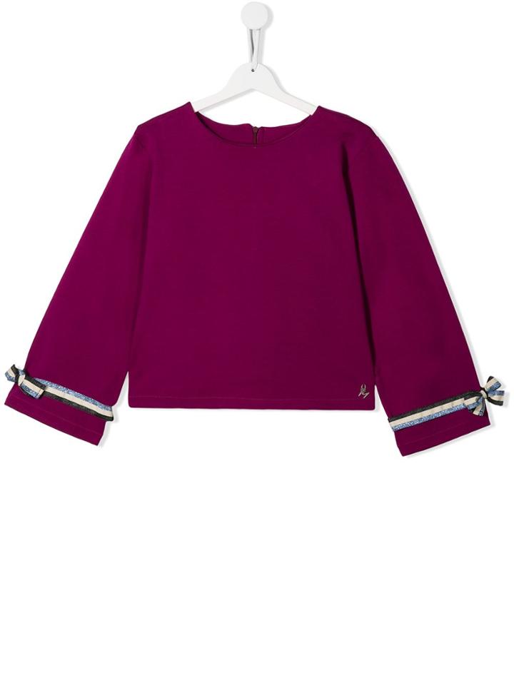 Mariuccia Milano Kids Teen Ribbon Cuff Long-sleeve Top - Pink