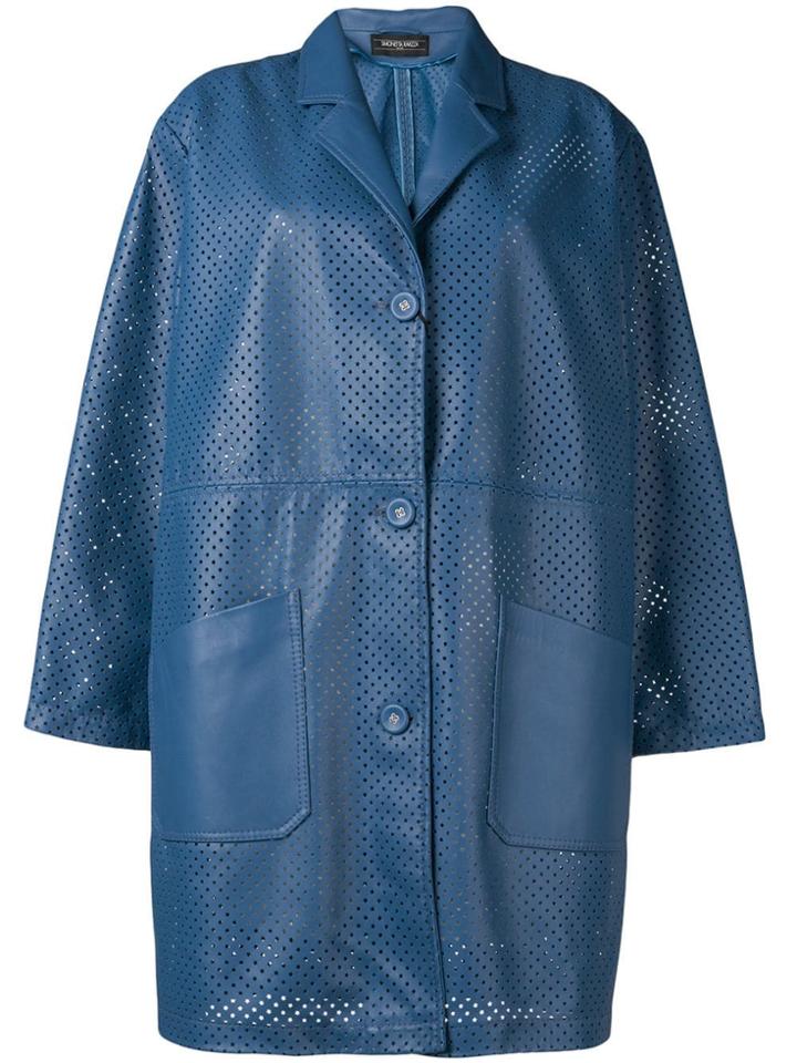 Simonetta Ravizza Single Breasted Eyelet Coat - Blue