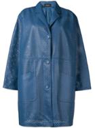 Simonetta Ravizza Single Breasted Eyelet Coat - Blue