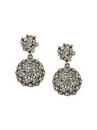 Oscar De La Renta Jeweled Flower Drop Earrings - Metallic
