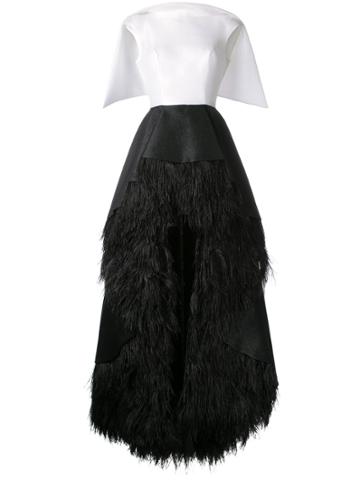 Isabel Sanchis Feather-trimmed High-low Lengua Gown - Black