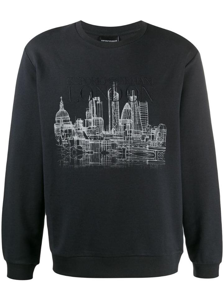 Emporio Armani Embroidered 'london' Sweatshirt - Blue