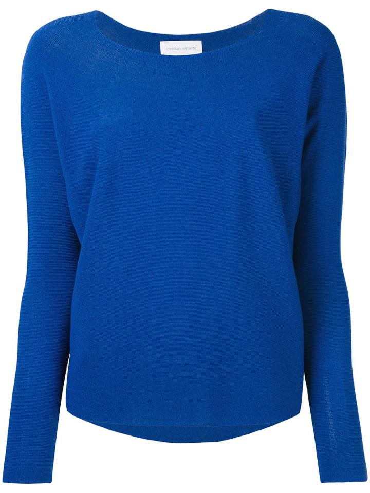 Christian Wijnants - Long Sleeve Sweater - Women - Cotton/viscose - L, Blue, Cotton/viscose