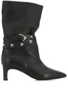 Grey Mer Buckle Detail Boots - Black
