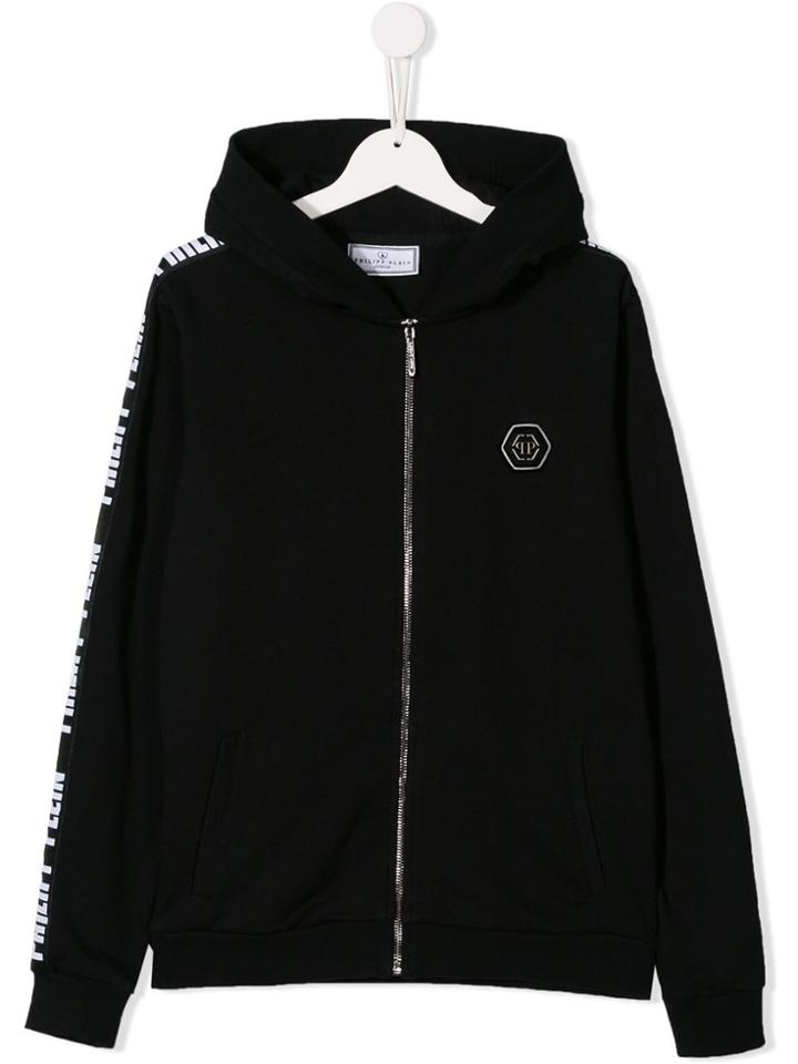 Philipp Plein Junior Logo Trimmed Hoodie - Black
