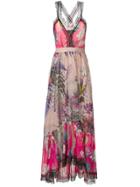 Just Cavalli Lace Trim Floral Dress - Pink & Purple
