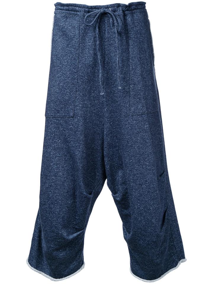 Forme D'expression Dropped Crotch Track Pants, Men's, Size: Small, Blue, Cotton
