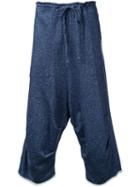 Forme D'expression Dropped Crotch Track Pants, Men's, Size: Small, Blue, Cotton