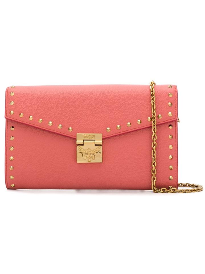 Mcm Studded Clutch - Pink