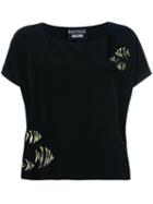 Boutique Moschino - Embroidered Fish T-shirt - Women - Polyester/other Fibers - 44, Black, Polyester/other Fibers