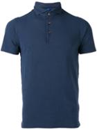 Barba High Neck Polo Shirt, Men's, Size: 54, Blue, Cotton