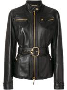Roberto Cavalli Classic Biker Zipped Jacket - Brown