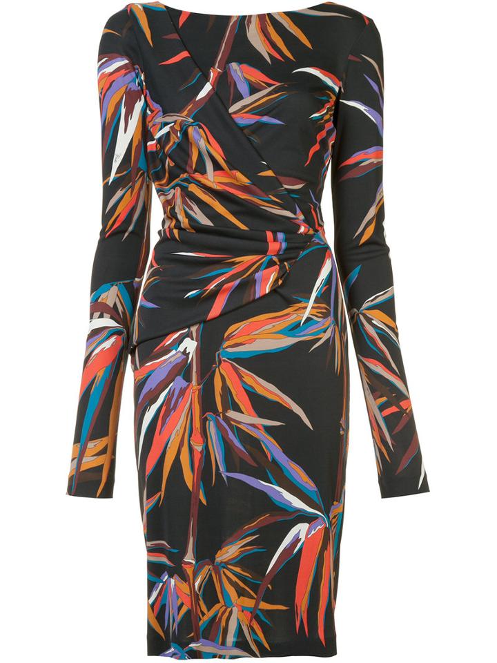 Emilio Pucci Printed Fitted Dress, Women's, Size: 46, Black, Viscose/silk