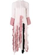 Jw Anderson Striped Ruffle Dress - Pink & Purple