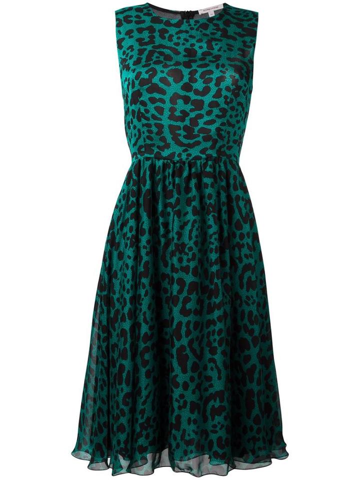Borbonese Leopard Print Dress, Women's, Size: 40, Green, Silk/polyester