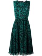 Borbonese Leopard Print Dress, Women's, Size: 40, Green, Silk/polyester