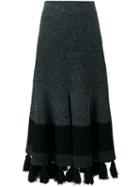 Proenza Schouler Flared Tasseled Skirt, Women's, Size: Xs, Black, Silk/cotton/nylon/wool