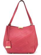 Burberry Embossed Check Tote, Women's, Pink/purple, Calf Leather