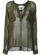 Faith Connexion Oversize Split Neck Top, Women's, Size: Medium, Green, Viscose/wool