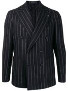 Tagliatore Striped Double-breasted Suit Jacket - Blue