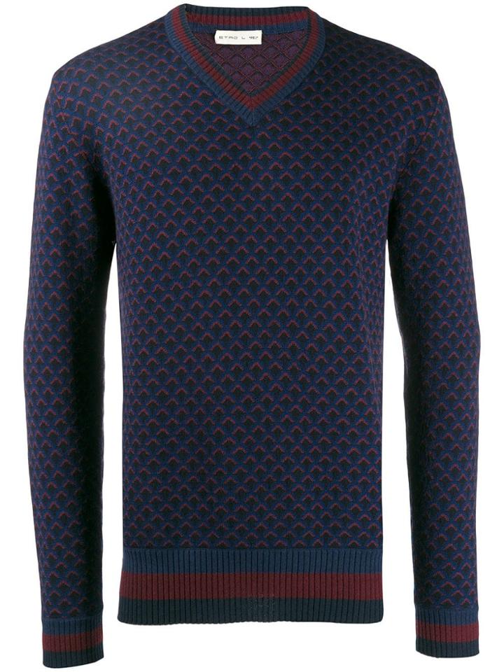 Etro Intarsia-knit Jumper - Blue