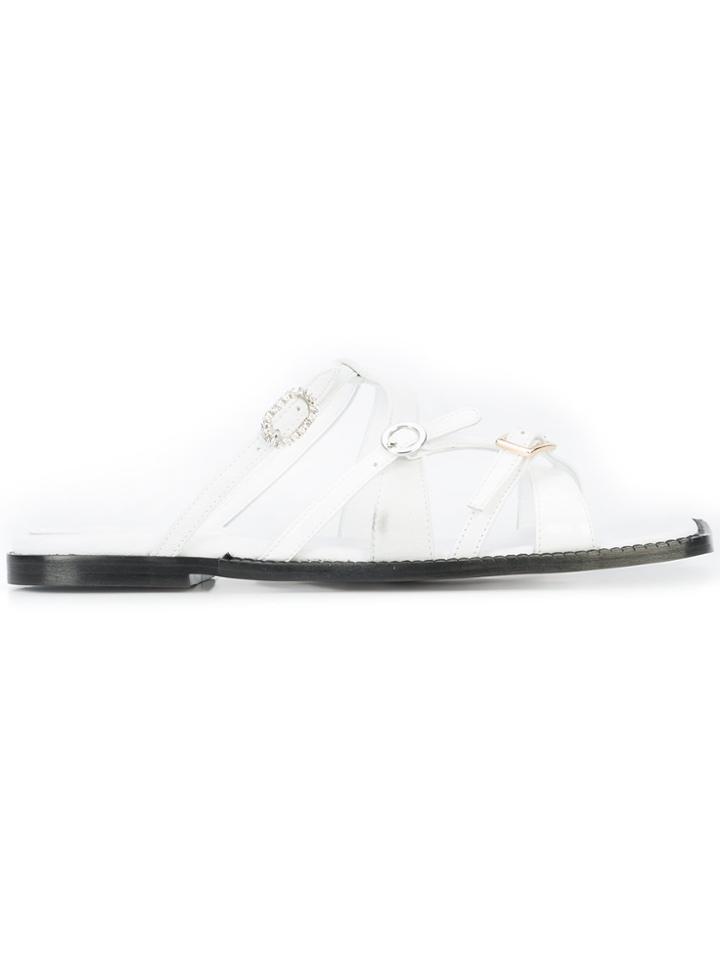 Mm6 Maison Margiela Strappy Flat Sandals - White