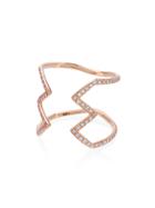 Sabine Getty 18k Rose Gold Open Ziggy Ring With Diamond And Sapphire -