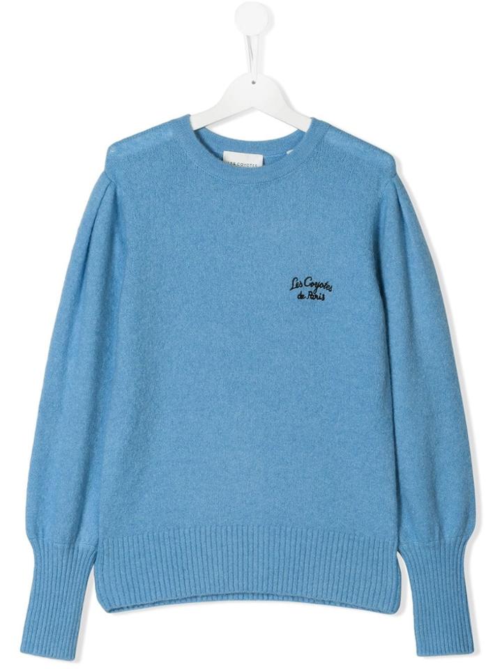 Les Coyotes De Paris Teen Logo Embroidered Sweater - Blue
