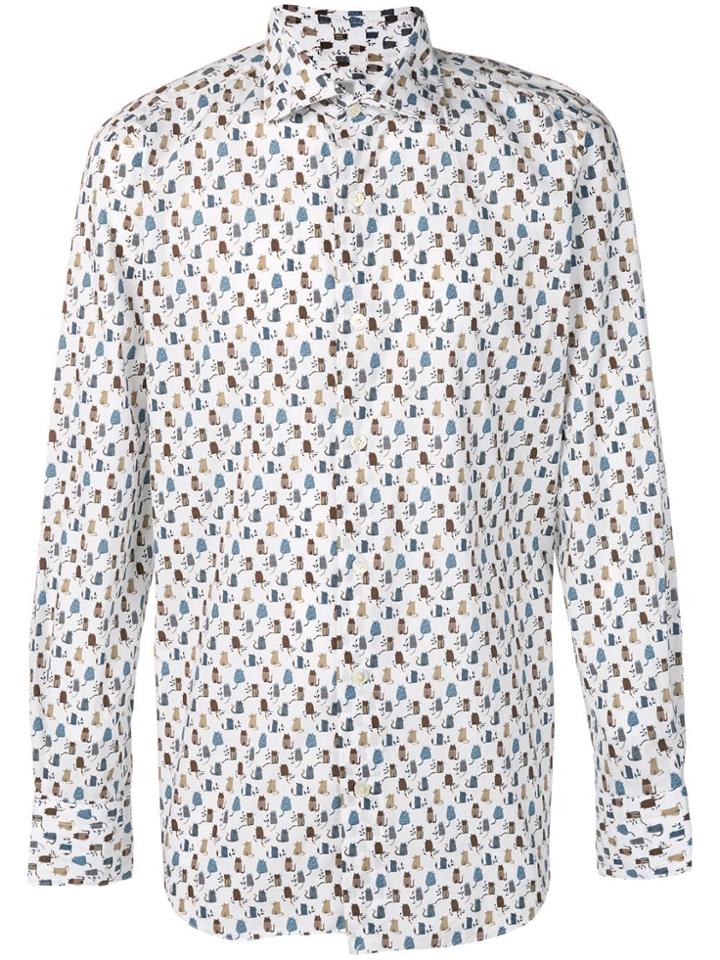 Finamore 1925 Napoli Cat Print Shirt - White