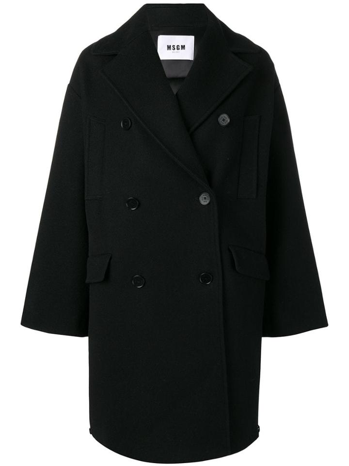 Msgm Double-breasted Coat - Black