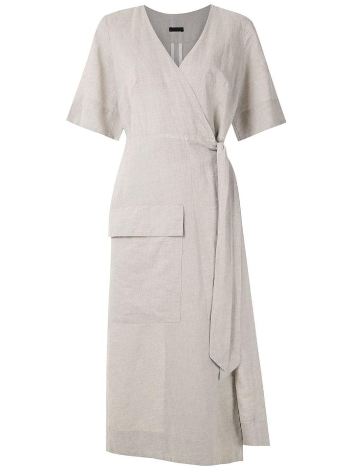 Osklen Wrap Natural Rustic Midi Dress - Grey