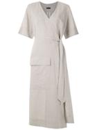 Osklen Wrap Natural Rustic Midi Dress - Grey