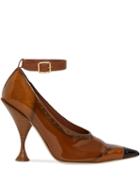 Burberry Vinyl And Leather Point-toe Pumps - Brown