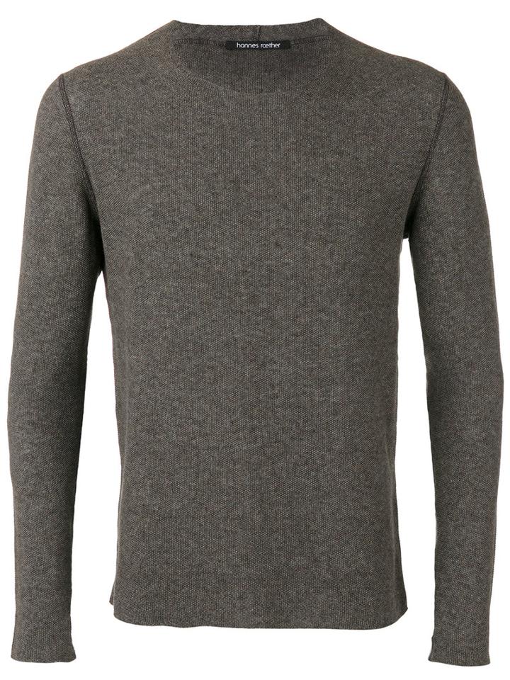 Hannes Roether Crewneck Slim-fit Sweater, Men's, Size: Large, Green, Cotton