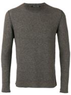 Hannes Roether Crewneck Slim-fit Sweater, Men's, Size: Large, Green, Cotton