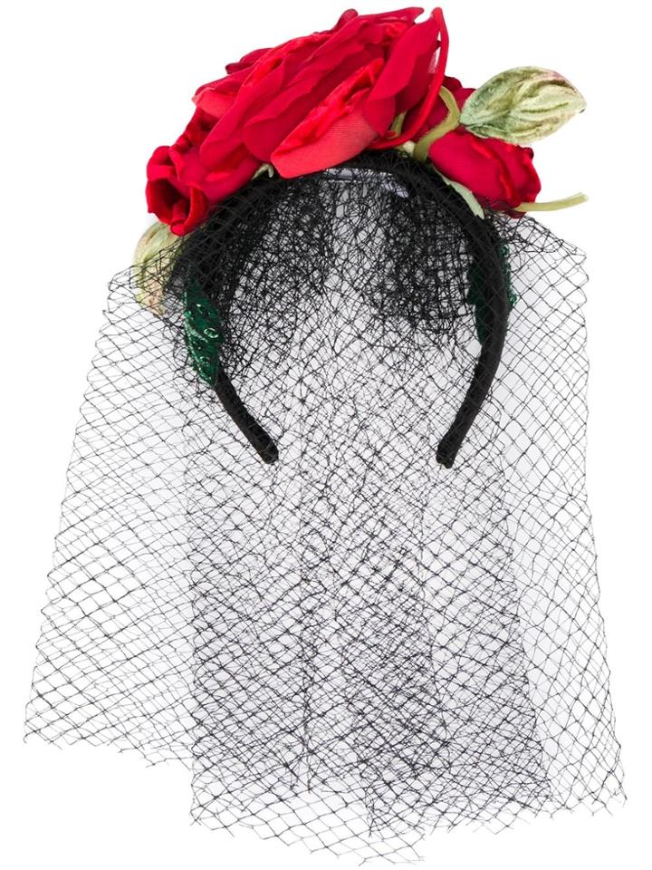 Dolce & Gabbana Veiled Rose Headband - Black