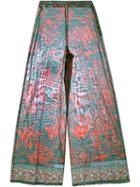 Valentino Rhino Print Wide-leg Pants, Women's, Size: 40, Orange, Cotton